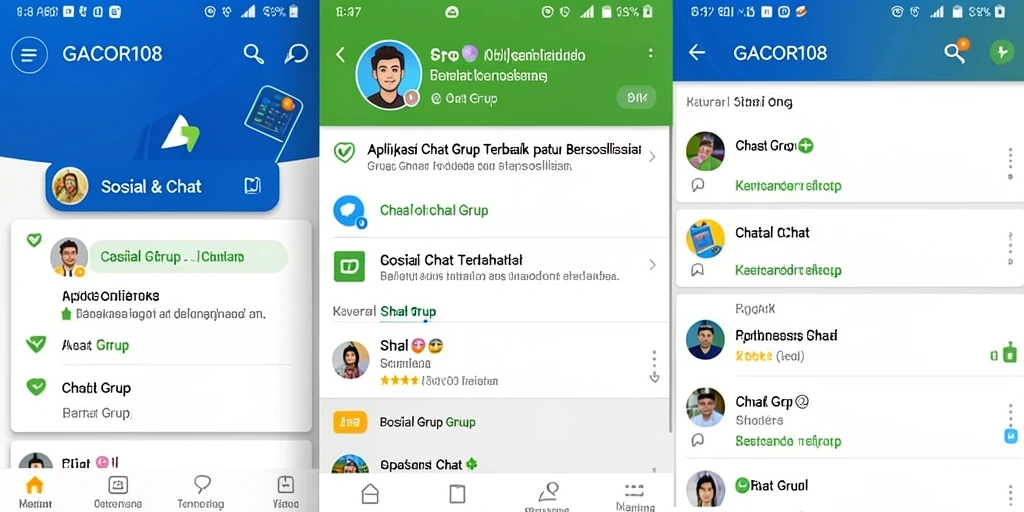 Antarmuka GACOR108 menampilkan grup chat yang dinamis.