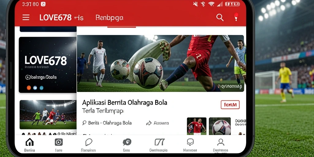 Tampilan antarmuka LOVE678 menampilkan berita olahraga bola terkini.