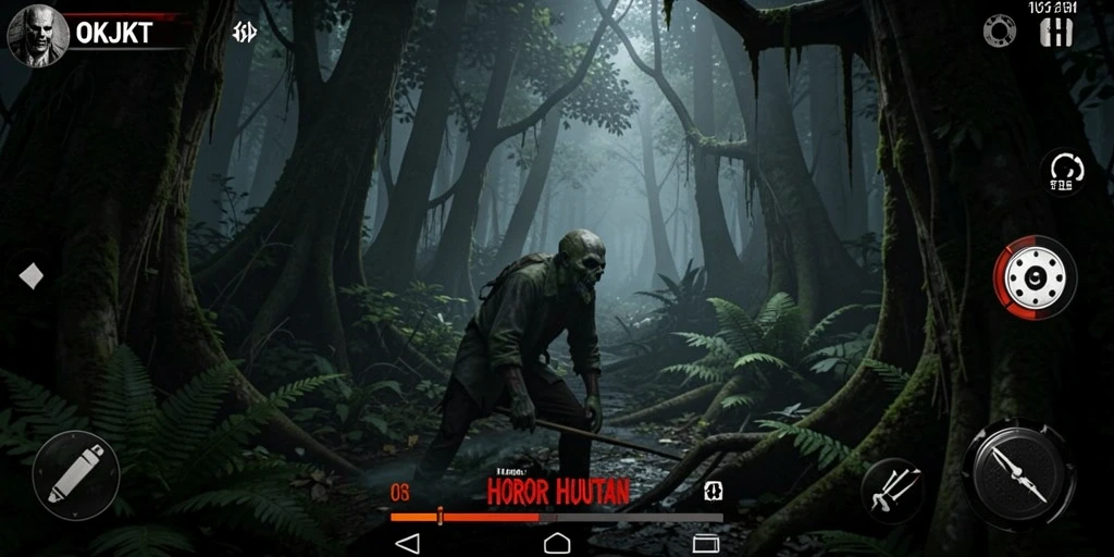 Tampilan mendebarkan dari gameplay OKJKT di dalam hutan.