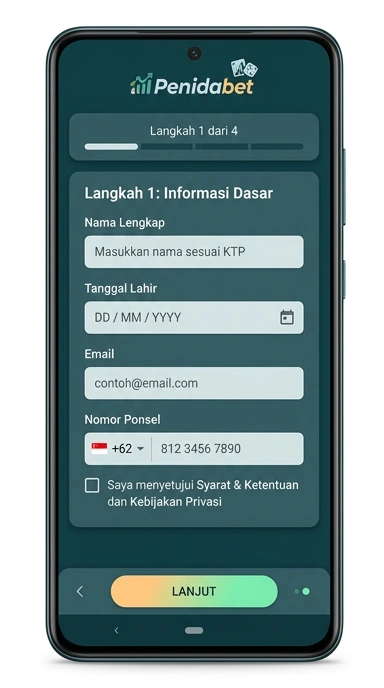 Cara Mudah Buat Akun Baru penidabet di Android